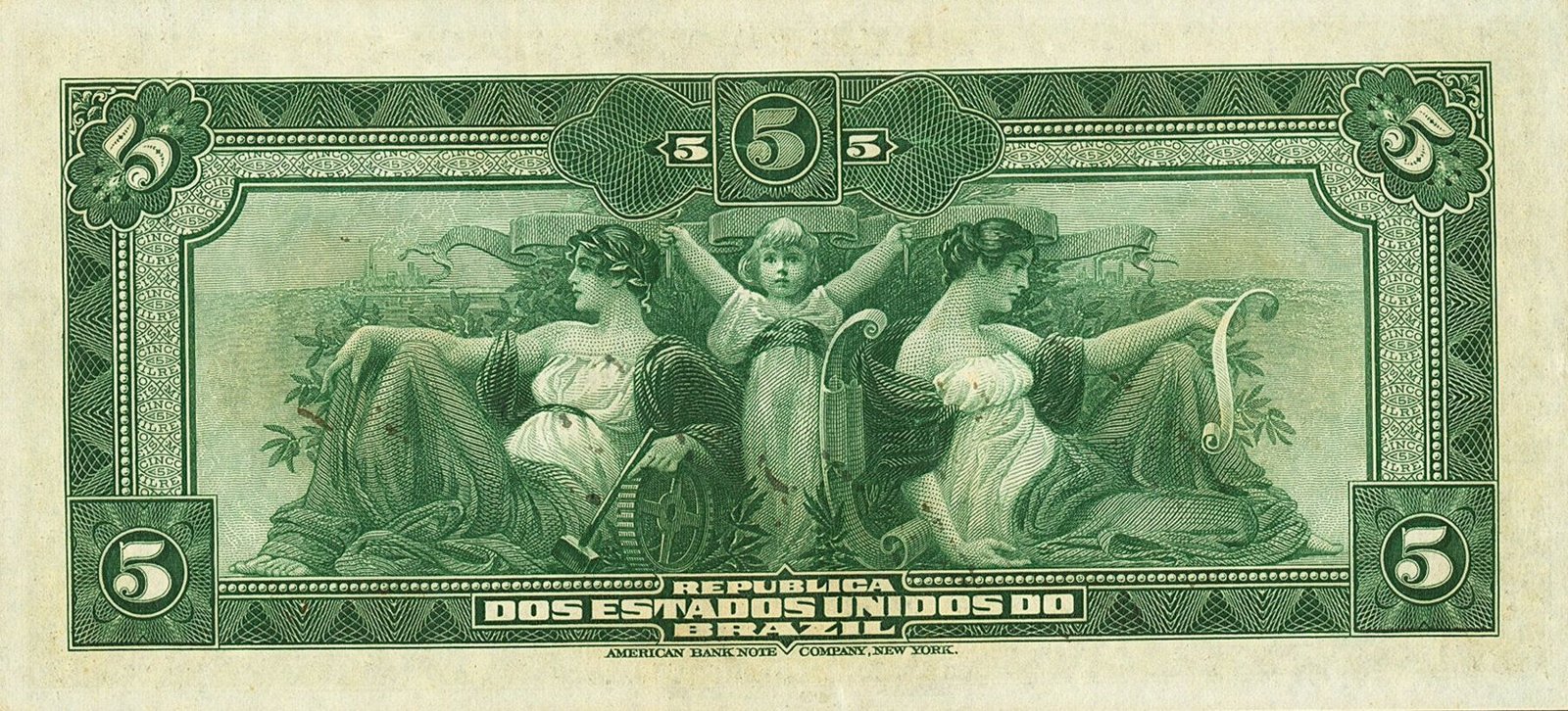 Reverse of 5000 Réis (1913), Pick 24