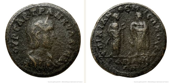Hadrianeia, Gordian III., bronze coin — Hygieia and Asclepius (CN type 18305)