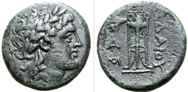 Uncertain mint, Adaios, bronze coin — Tripod with fixture (CN type 20869)