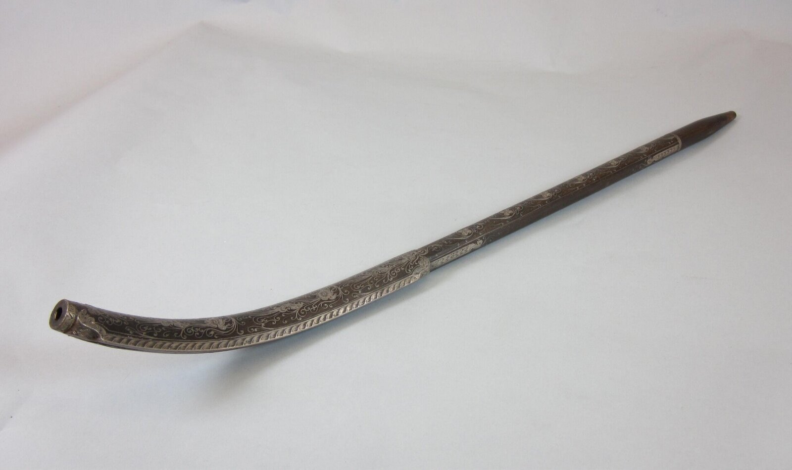 Smoking pipe, wood with silver inlay, Turkey, 1800-1900 — museum object CIRC.1191-1923