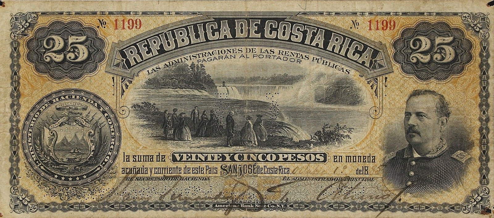 Obverse of 25 Pesos (1885), Pick 122