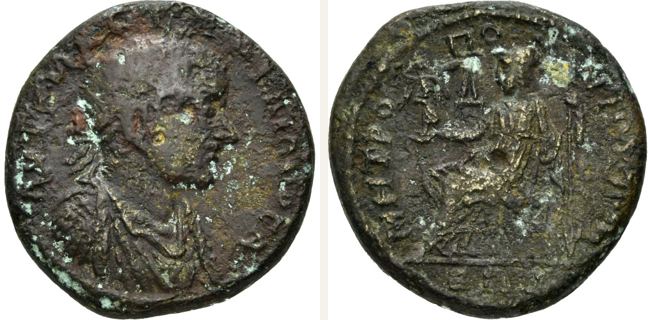 Tomis, Gordian III., 4 unit — Athena enthroned (CN type 16228)