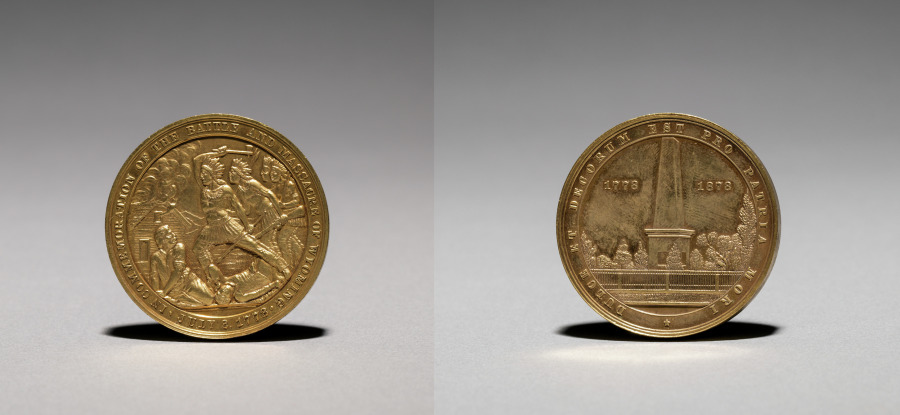 Medal: In Commemoration of the Battle and Massacre of Wyoming, 3 July 1778, 1878 (Cleveland Museum of Art 1916.1880)