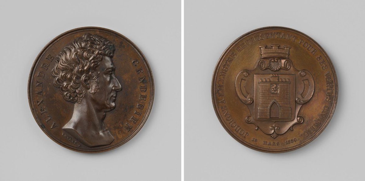 Alexandre Gendebien, member of the Chambre des Représentants, medal struck by the inhabitants of Jodoigne in gratitude for his rejection of the decision to divide Luxembourg and Limburg between Belgium and the Netherlands