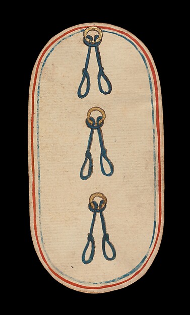 3 of Nooses, from The Cloisters Playing Cards, South Netherlandish, ca. 1475–80
