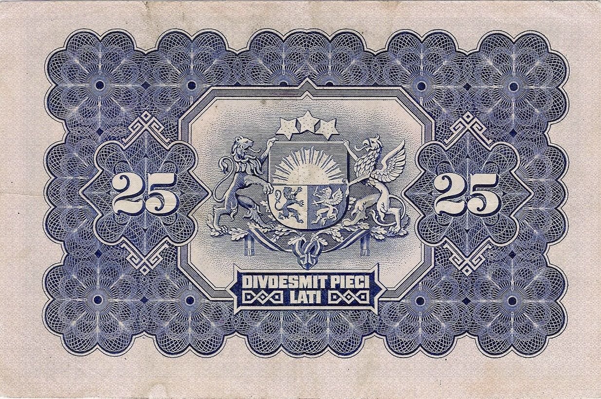 Reverse of 25 Latu (1928), Pick 18