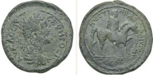 Serdika, Septimius Severus, 5 unit — Emperor in military attire riding right on horseback (CN type 674)