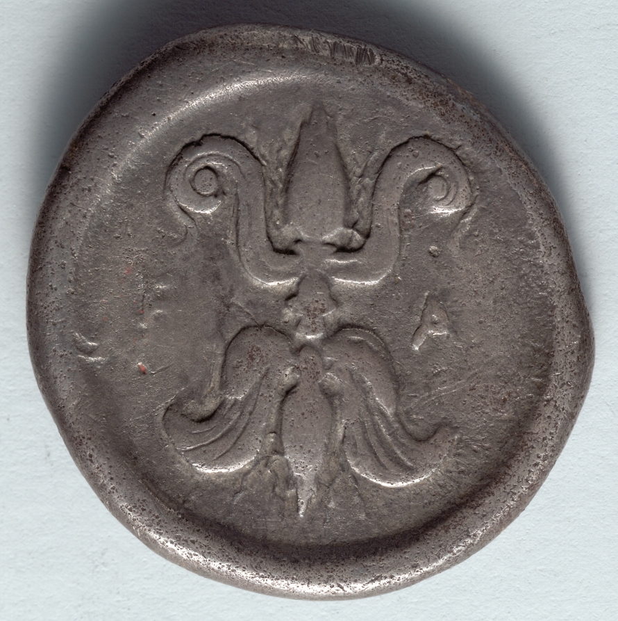Stater: Thunderbolt (reverse), c. 432–421 BCE (Cleveland Museum of Art 1916.995.b)