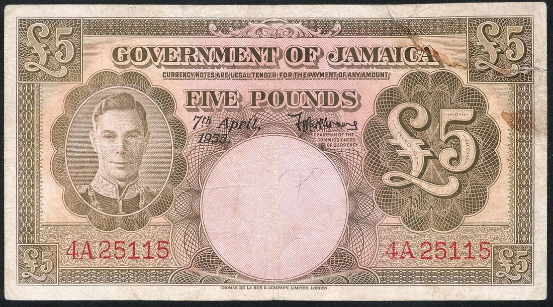 Obverse of 5 Pounds (1952–1957), Pick 43