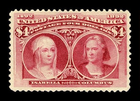 $4 crimson lake Isabella & Columbus single