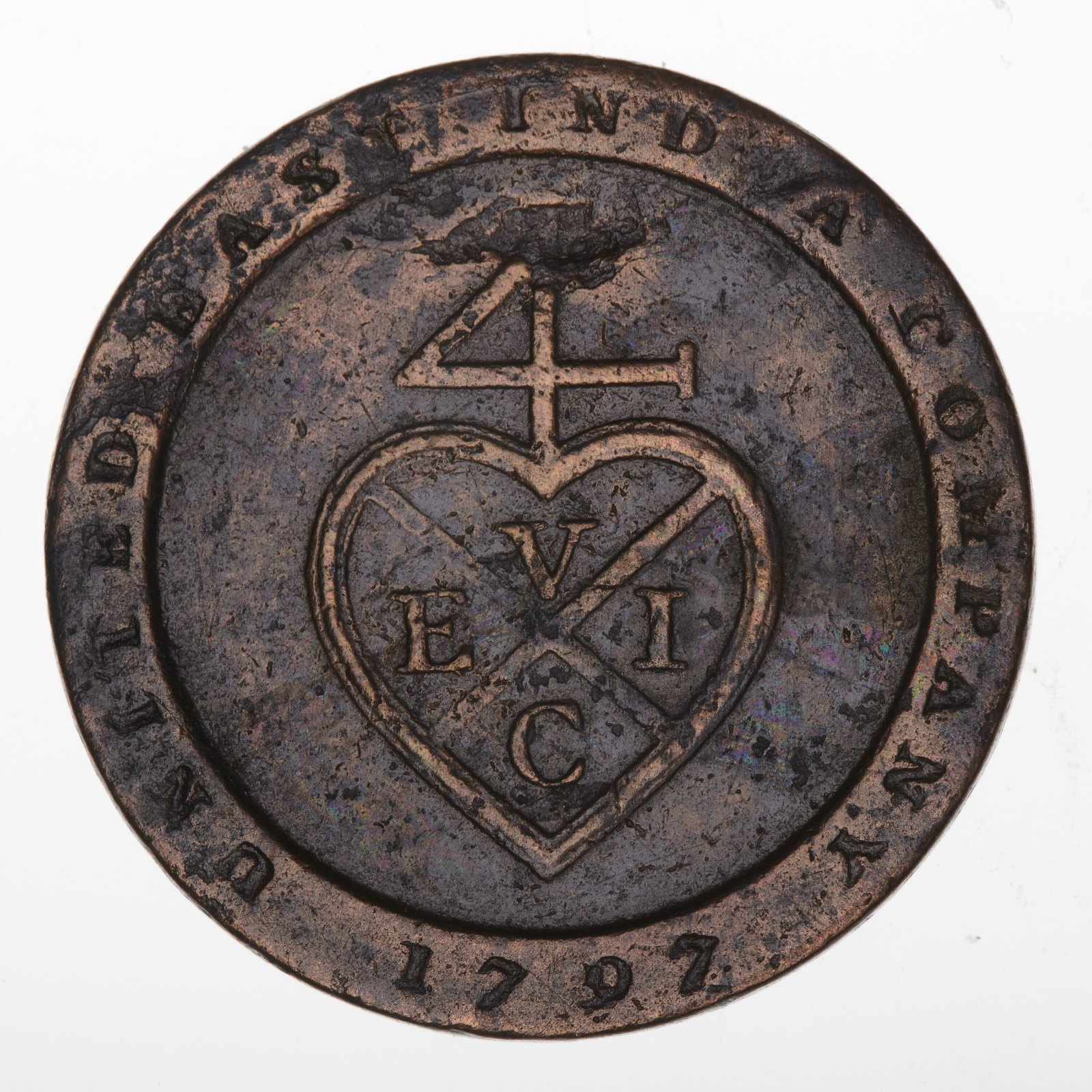 Coin, 1/96 Rupee, Madras Presidency, India, 1797 — museum object NU 27319