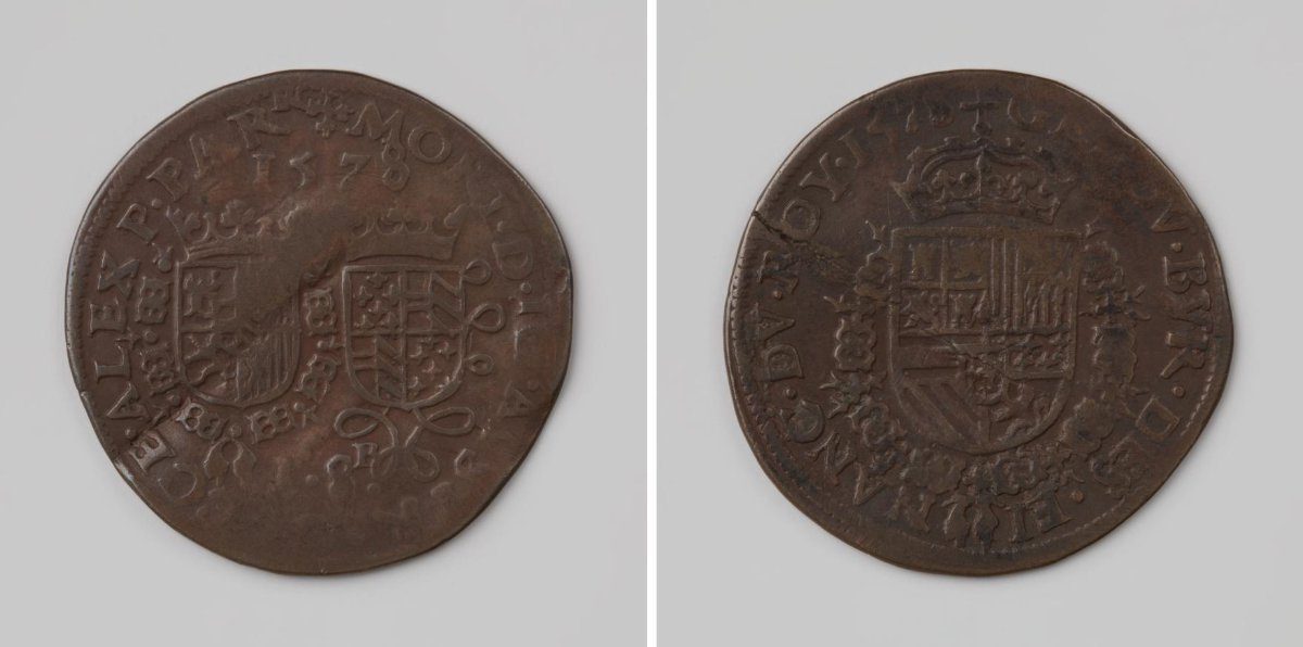 Alessandro Farnese, Prince of Parma and Piacenza, appointed Governor of the Netherlands, jeton of the Council of Finance