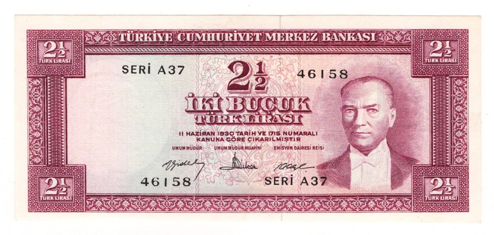 Obverse of 2½ Lira (1960), Pick 153