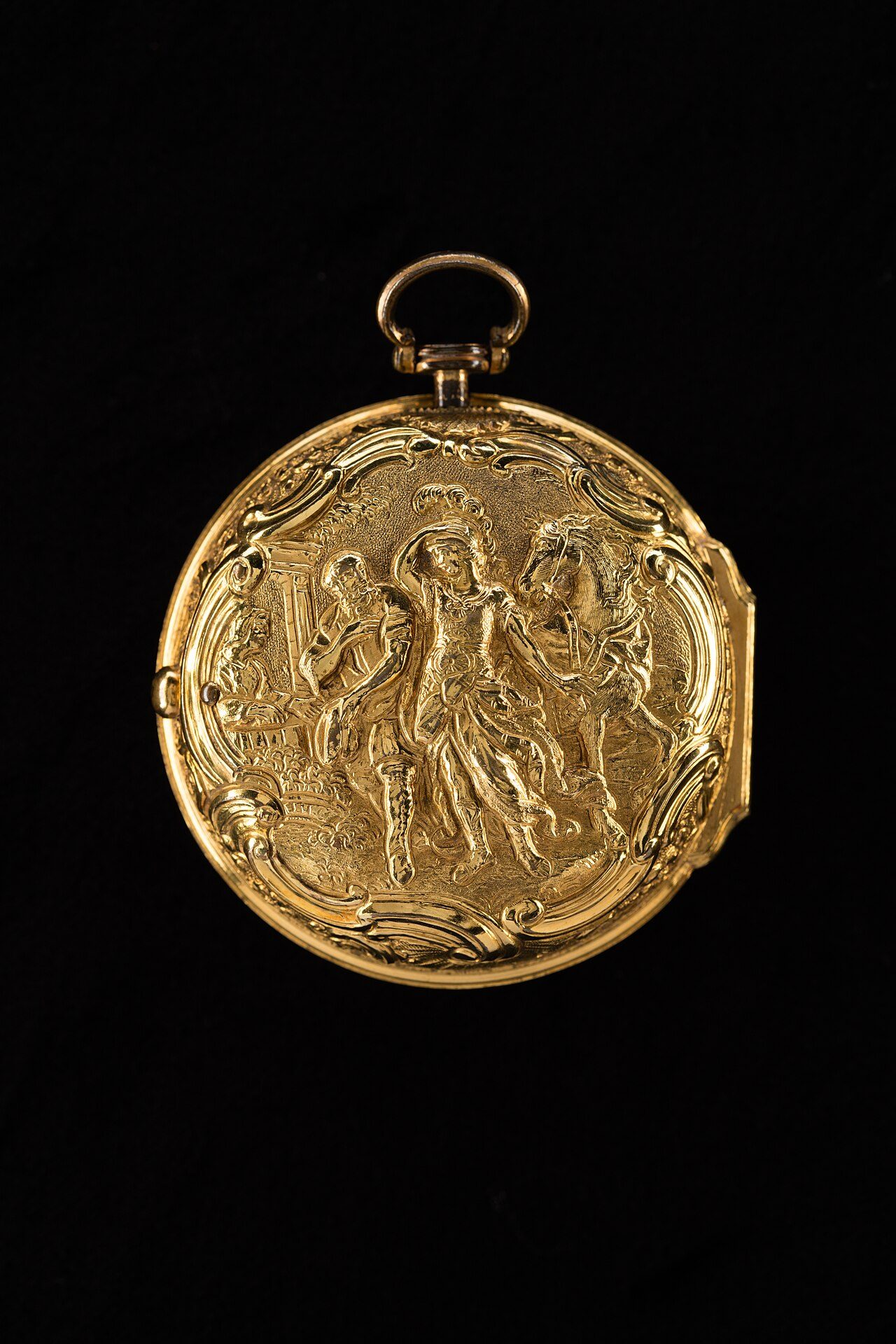 Gold repoussé pair case verge pocket watch