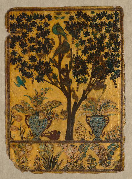 Book Cover with Tree, Birds, and Insects, India, ca. 1700