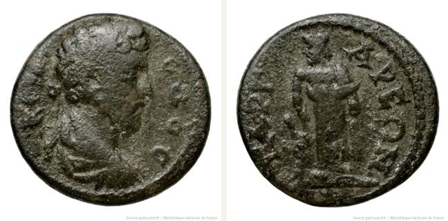 Gargara, Commodus, bronze coin — Asclepius standing facing (CN type 12196)
