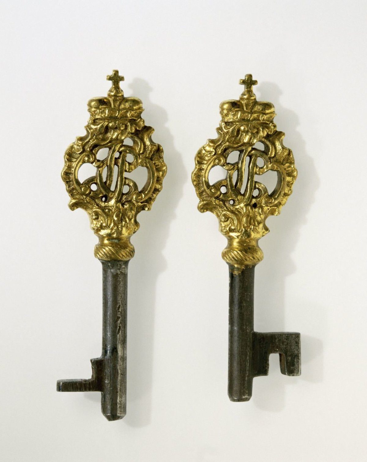 Key of iron and gilt bronze, with the monogram JPC of Johann Philipp von Walderdorff, Elector of Trier