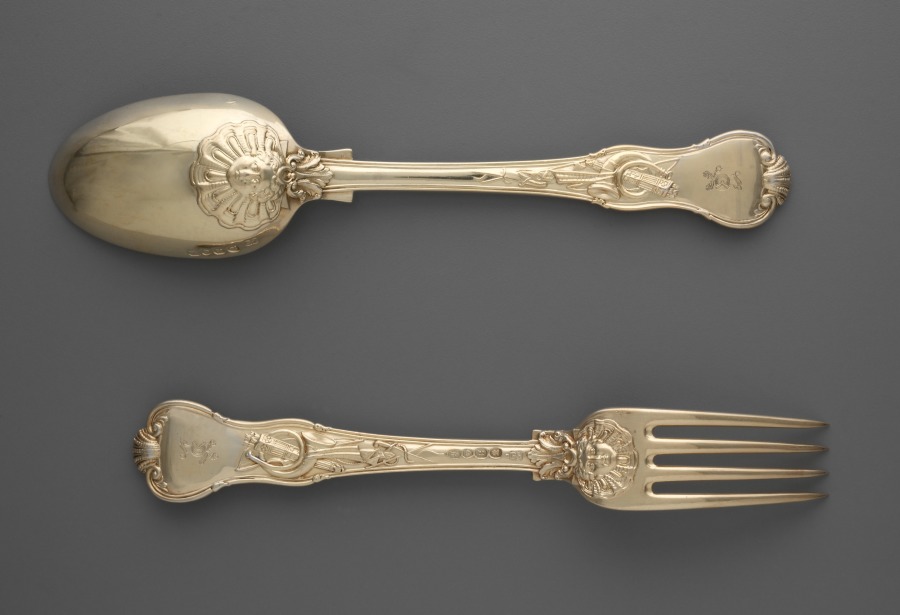 Dessert Fork and Spoon with Hunt Scenes (Cleveland Museum of Art 2003.244)