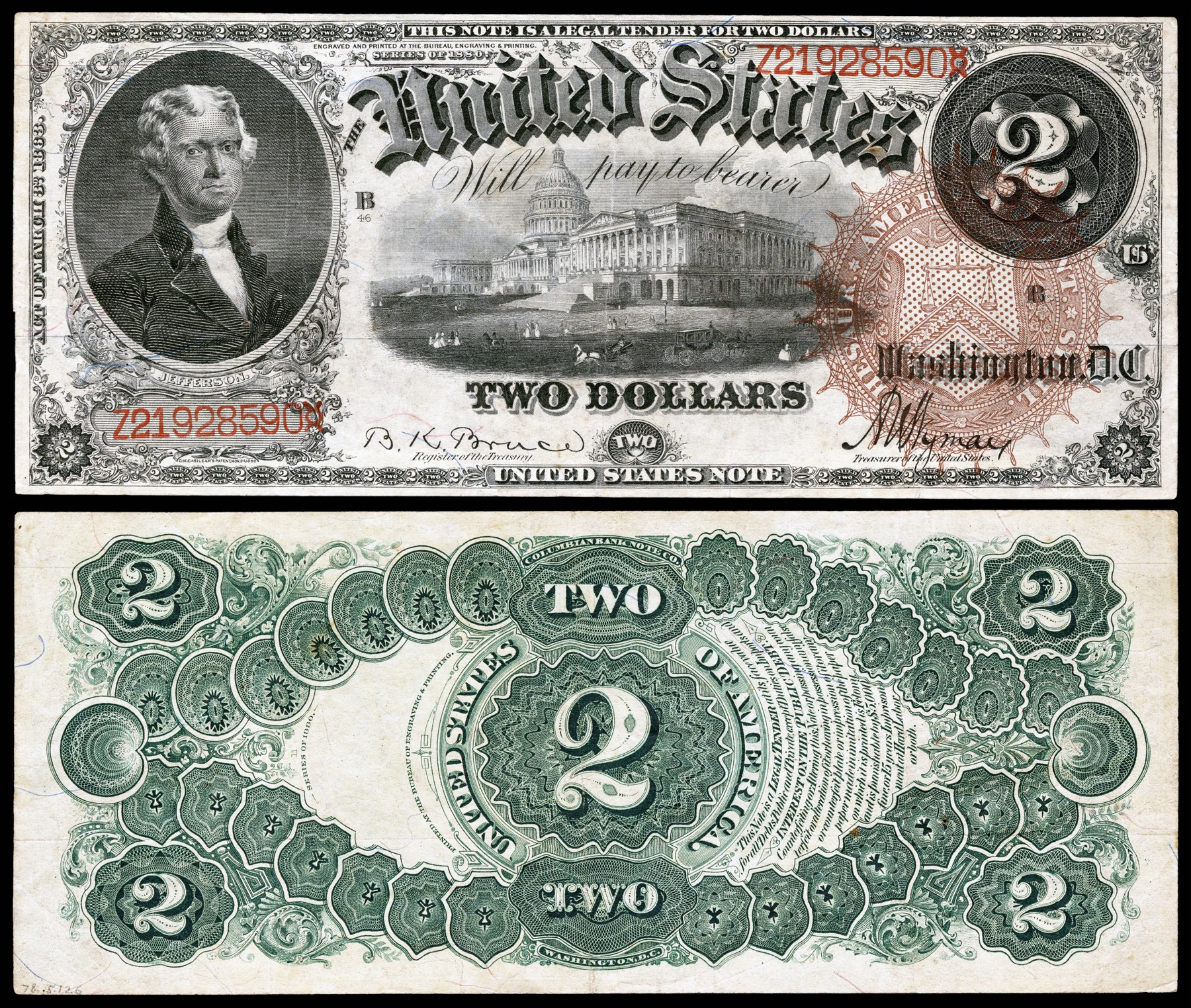 Large size legal tender note
