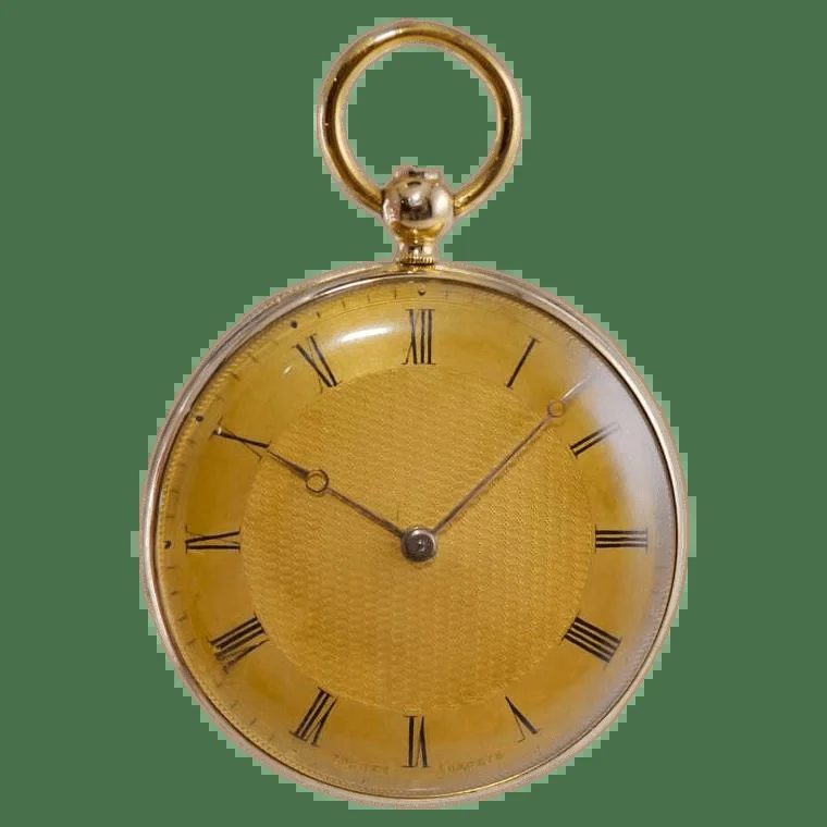 Bonnet 18kt. Solid Gold Pocket Watch with Engine Turned Dial - 1850