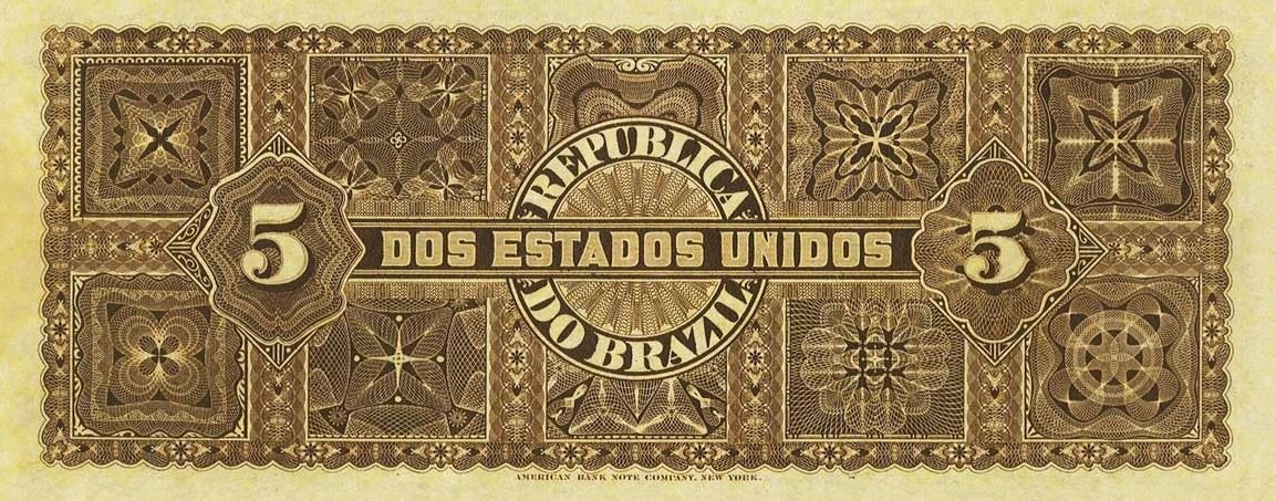 Reverse of 5000 Réis (1890), Pick 18