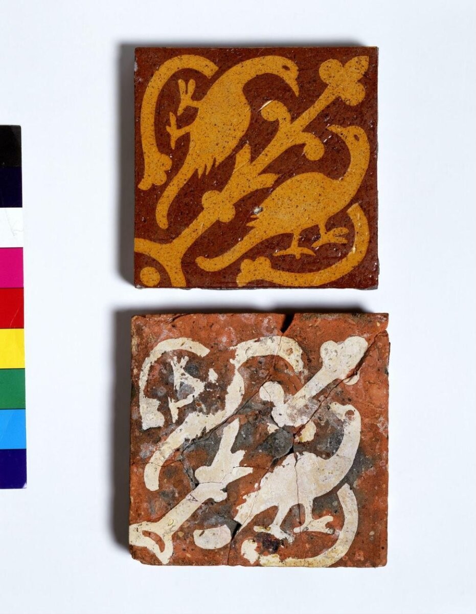 Medieval tile from Christchurch Priory, Dorset, made at a tile kiln in Dorset, Hampshire or Wiltshire, ca. 1280