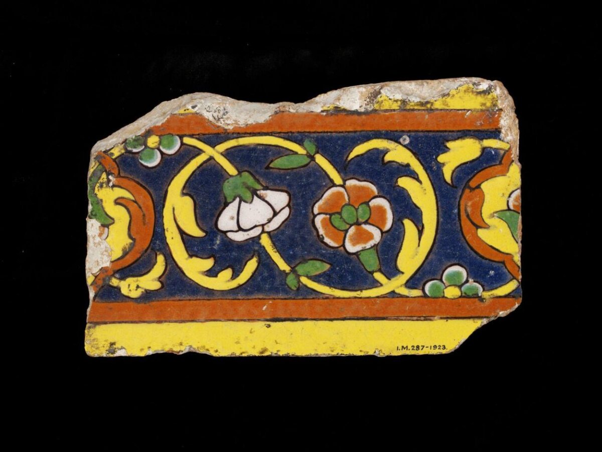 Border tile — tile, Punjab (India), ca. 1650