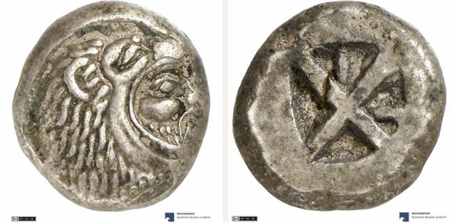 Dikaia, stater — Incuse square divided into four triangles with uneven surfaces (CN type 21)