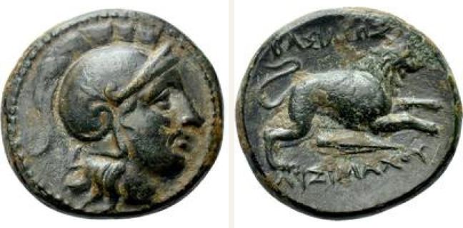 Uncertain mint, Lysimachos, bronze coin — Lion leaping right (CN type 12885)