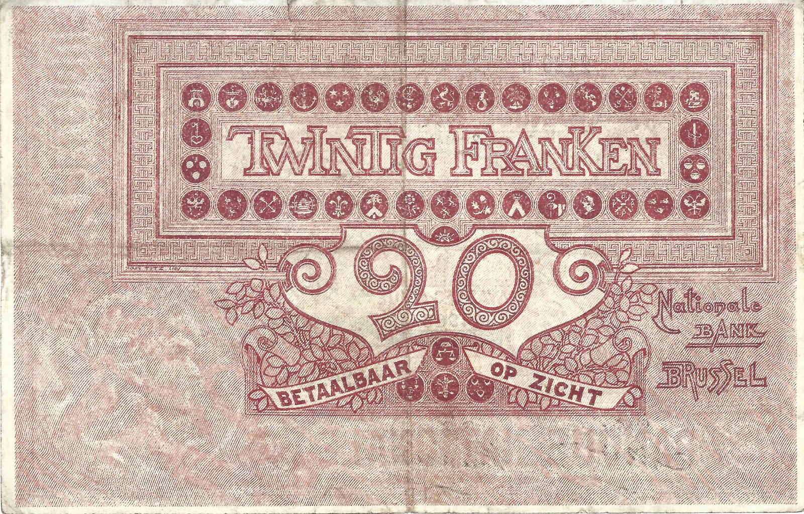 Reverse of 20 Francs (1910–1920), Pick 67