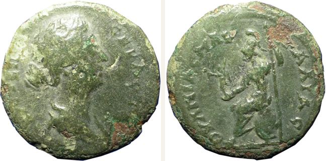 Pautalia, Marc Aurel, bronze coin — Athena enthroned left (CN type 13524)