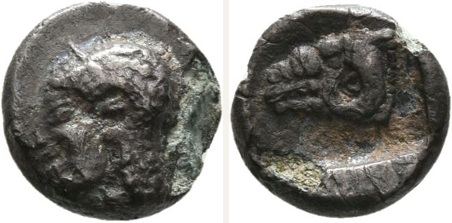 Kebren, Obol — Head of ram (CN type 13023)