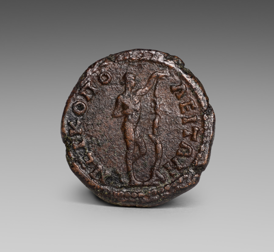 Provincial Coin: Apollo Sauroktonos, Tree (reverse), 138–61 CE (Cleveland Museum of Art 2004.93.b)