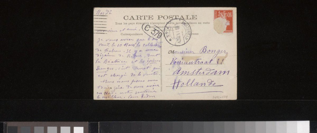 Prentbriefkaart aan Andries Bonger