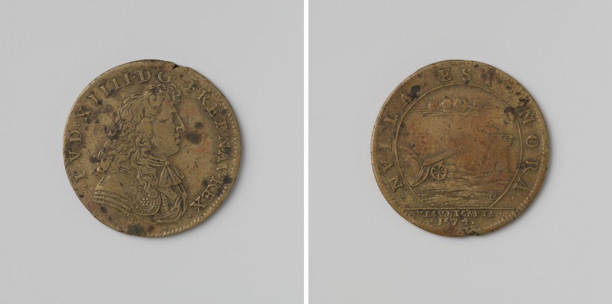 Besançon retaken by the French, jeton struck by order of Louis XIV, King of France