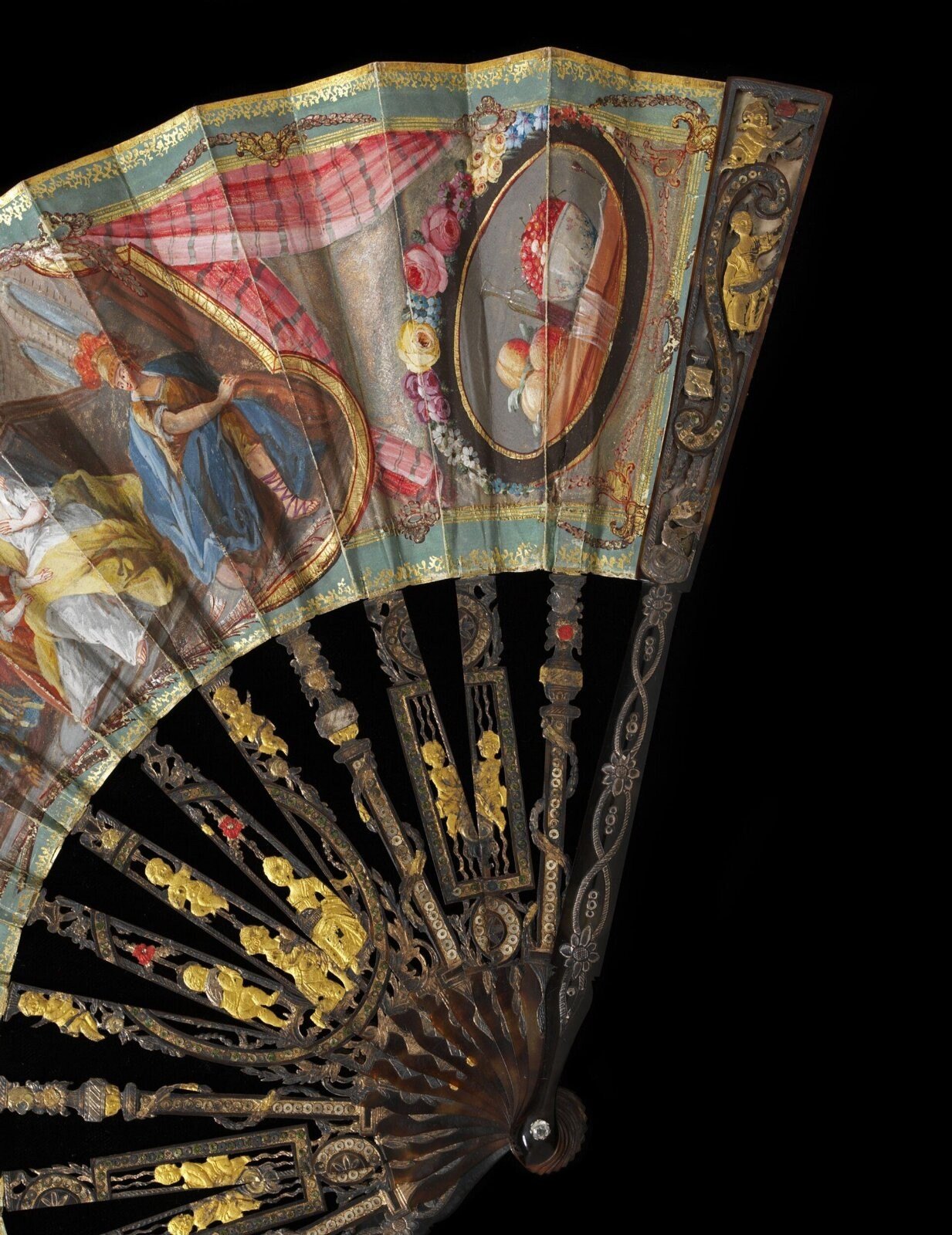 Fan, painted vellum and paper, France, 1770-1780 — museum object T.128-1920
