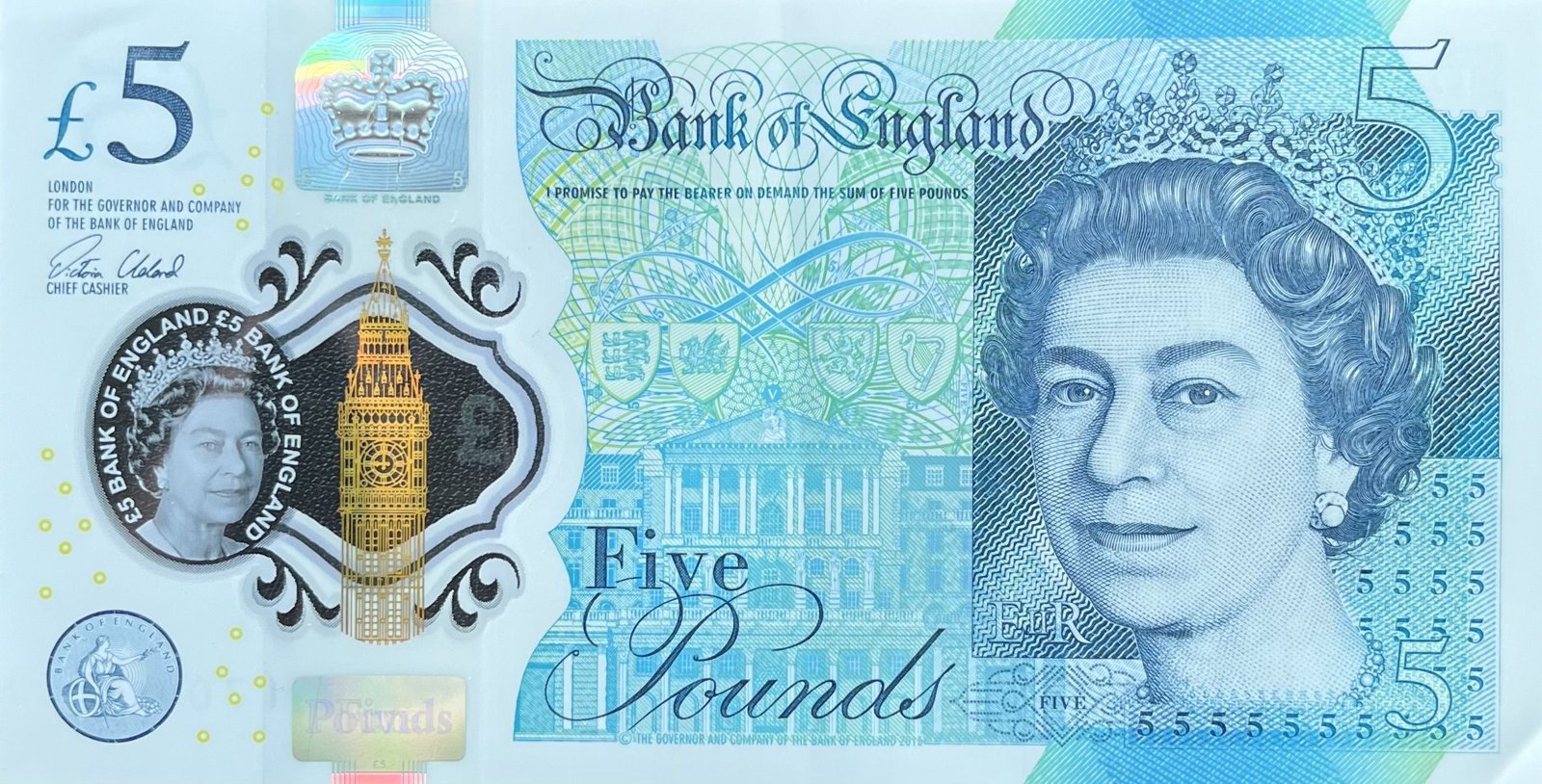Obverse of 5 Pounds (2016–2018), Pick 394
