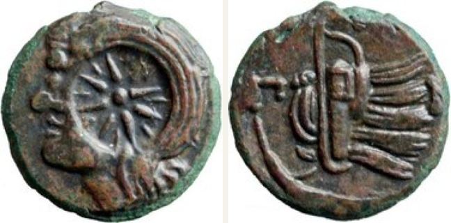 Pantikapaion, bronze coin — Lion head (CN type 23955)