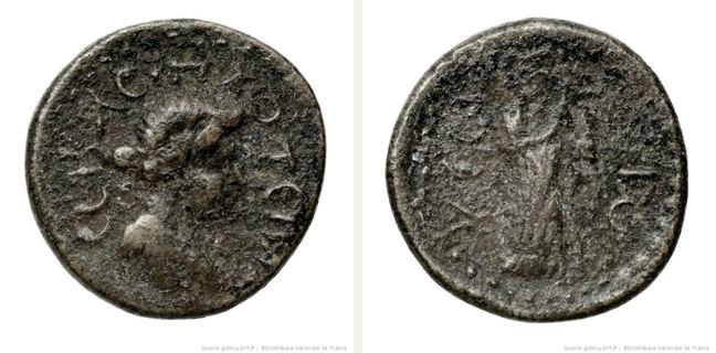 Assos, Trajan, bronze coin — Veiled goddess in long garment standing facing (CN type 18675)