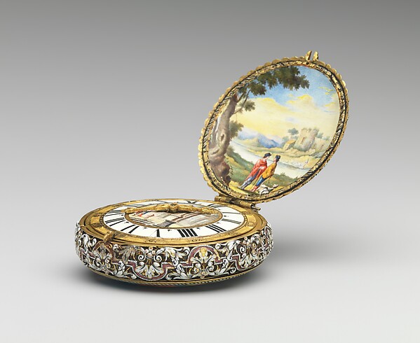 Additional museum view 3 of Watch with scenes from the story of Rebekah at the well (accession 17.190.1417).