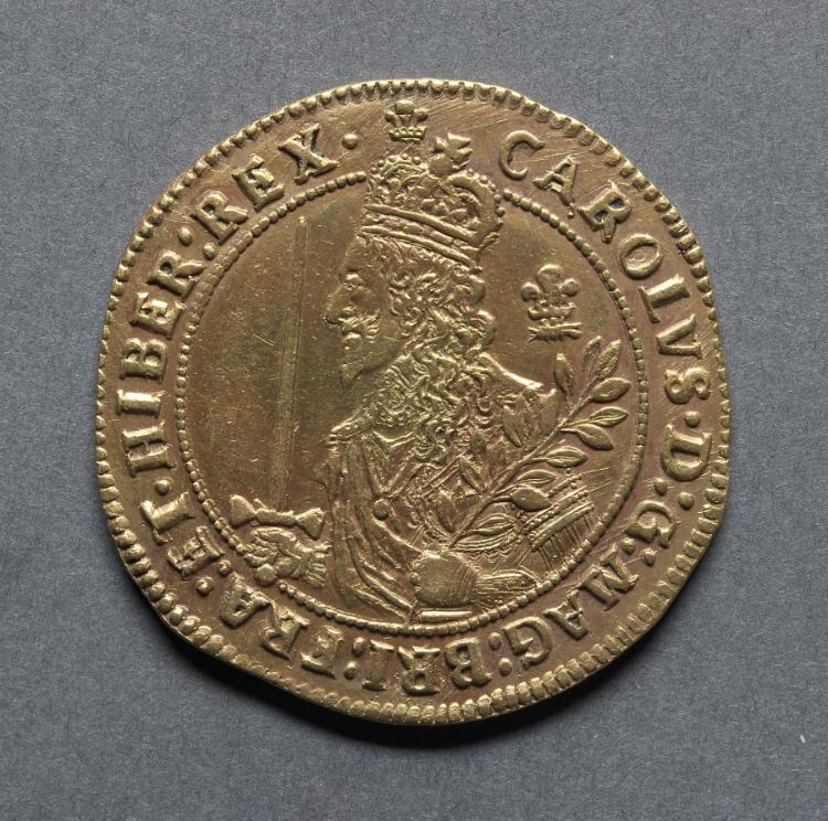 Triple Unite or Three Pound Piece: Charles I (obverse), 1644 (Cleveland Museum of Art 1969.196.a)