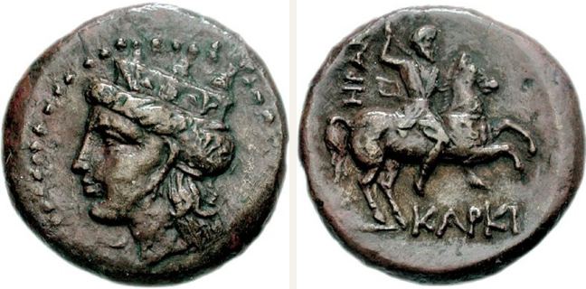 Kerkinitis, bronze coin — Scythian horseman galloping right (CN type 20962)