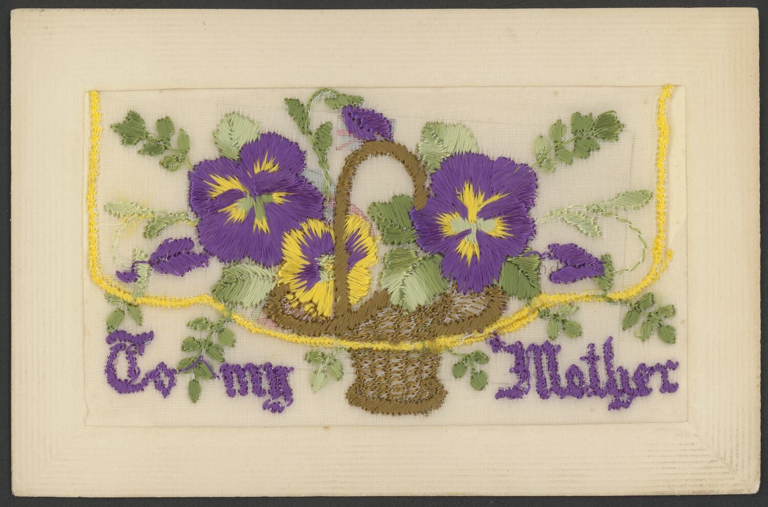 Postcard - Private Albert Edward Kemp, 'To My Mother', Embroidered, 2 Jun 1917