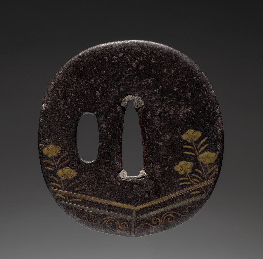 Additional museum view 2 of Sword Guard (Tsuba) Flowers by Fence (accession 1919.409).