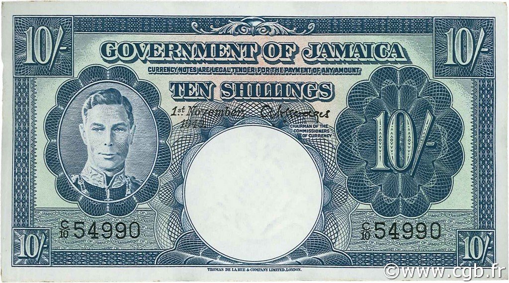 Obverse of 10 Shillings (1939–1948), Pick 38a