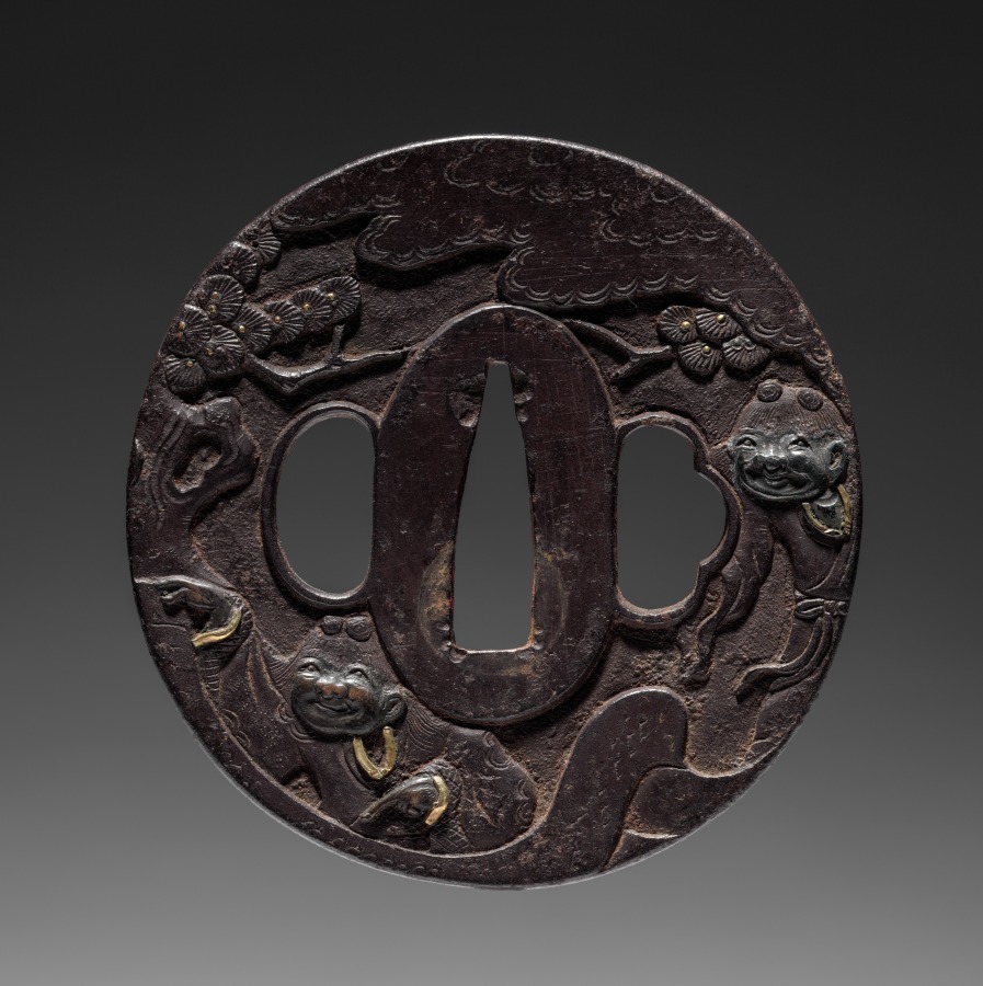 Sword Guard (Tsuba) with Hanshan and Shide, c. 1615–1868 (Cleveland Museum of Art 1919.499)