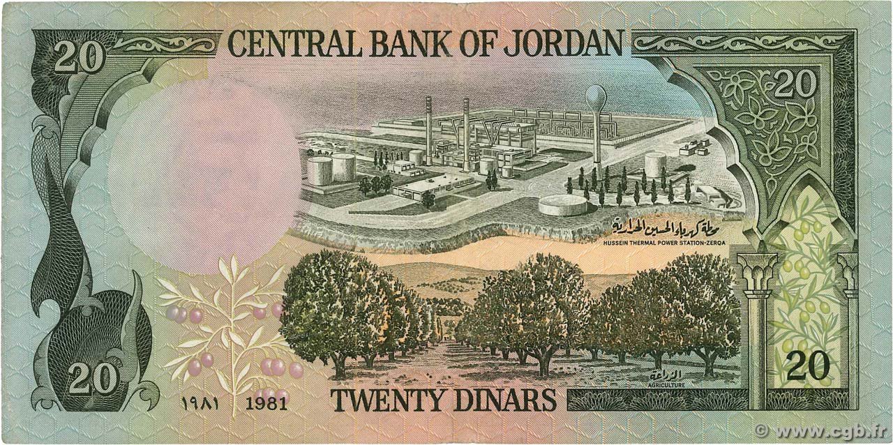 Reverse of 20 Dinars (1977–1988), Pick 21
