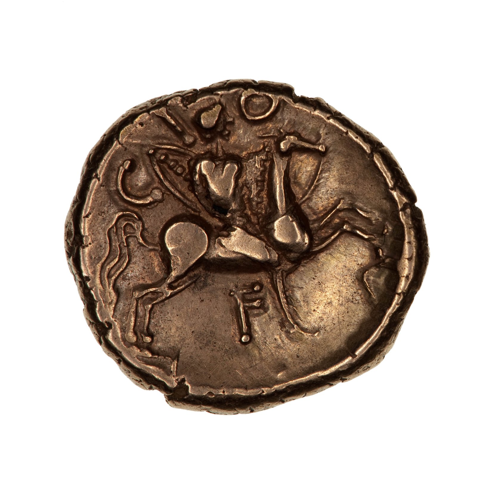 Coin, Stater, Verica, Ancient Britain, 15-40 AD — museum object NU 14