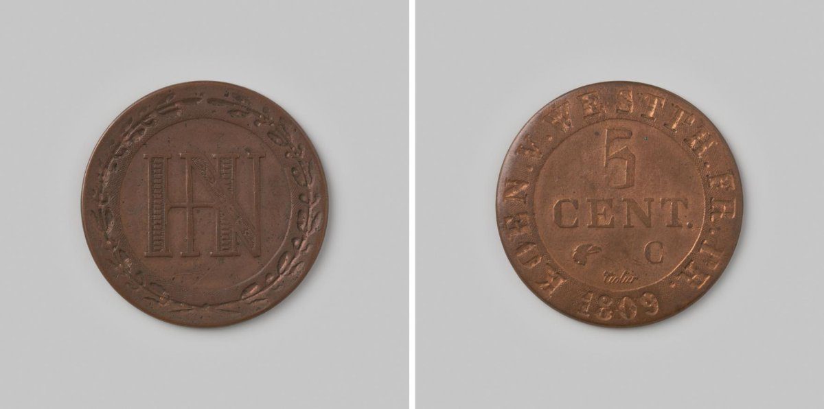 5 centimes uit het koninkrijk Westfalen van Jérome Napoléon, 1809