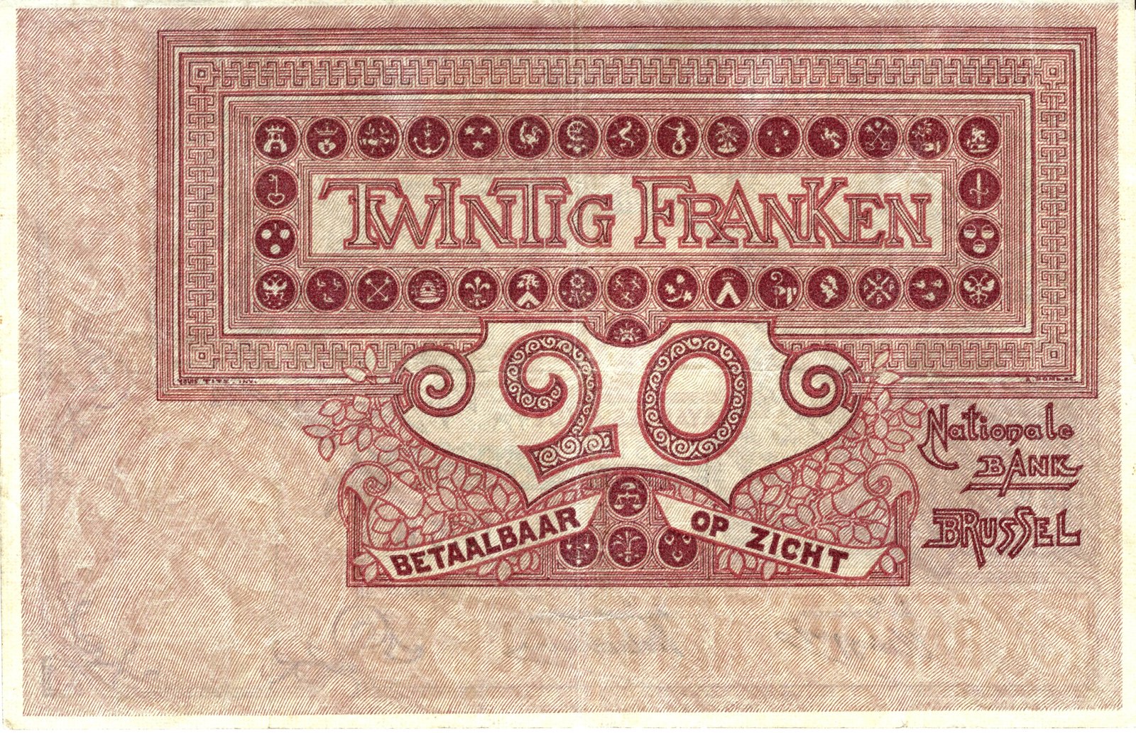 Reverse of 20 Francs (1896–1909), Pick 62